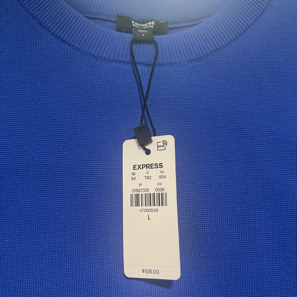Express Men's Vibrant Blue Crewneck Sweater